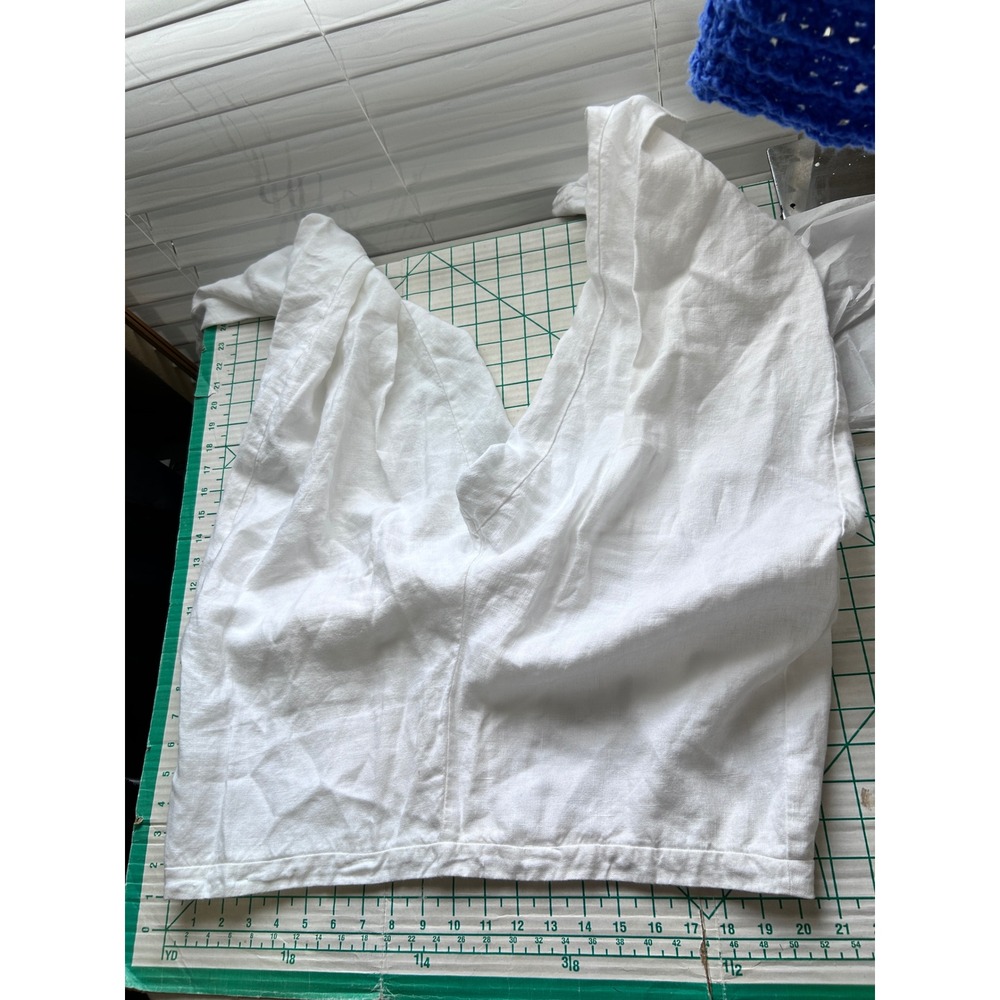 Eileen Fisher XL Linen Tapered Pants White Coastal Grandma Minimalist Lagenlook - Picture 5 of 10